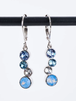 Серьги-подвески Эльза с голубыми кристаллами Swarovski