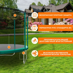 Батут perfetto sport premium strong 8 ft диаметр 2,4 м зеленый