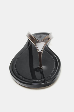 ZARA САНДАЛИИ С ПЕРЕМЫЧКОЙ МЕЖДУ ПАЛЬЦАМИ, ЧЕРНЫЙ