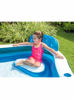 Бассейн надувной Intex 56475 Swim Center Family Lounge 229х229х66 см / Квадратный бассейн Интекс с сиденьями и спинками для дачи и отдыха