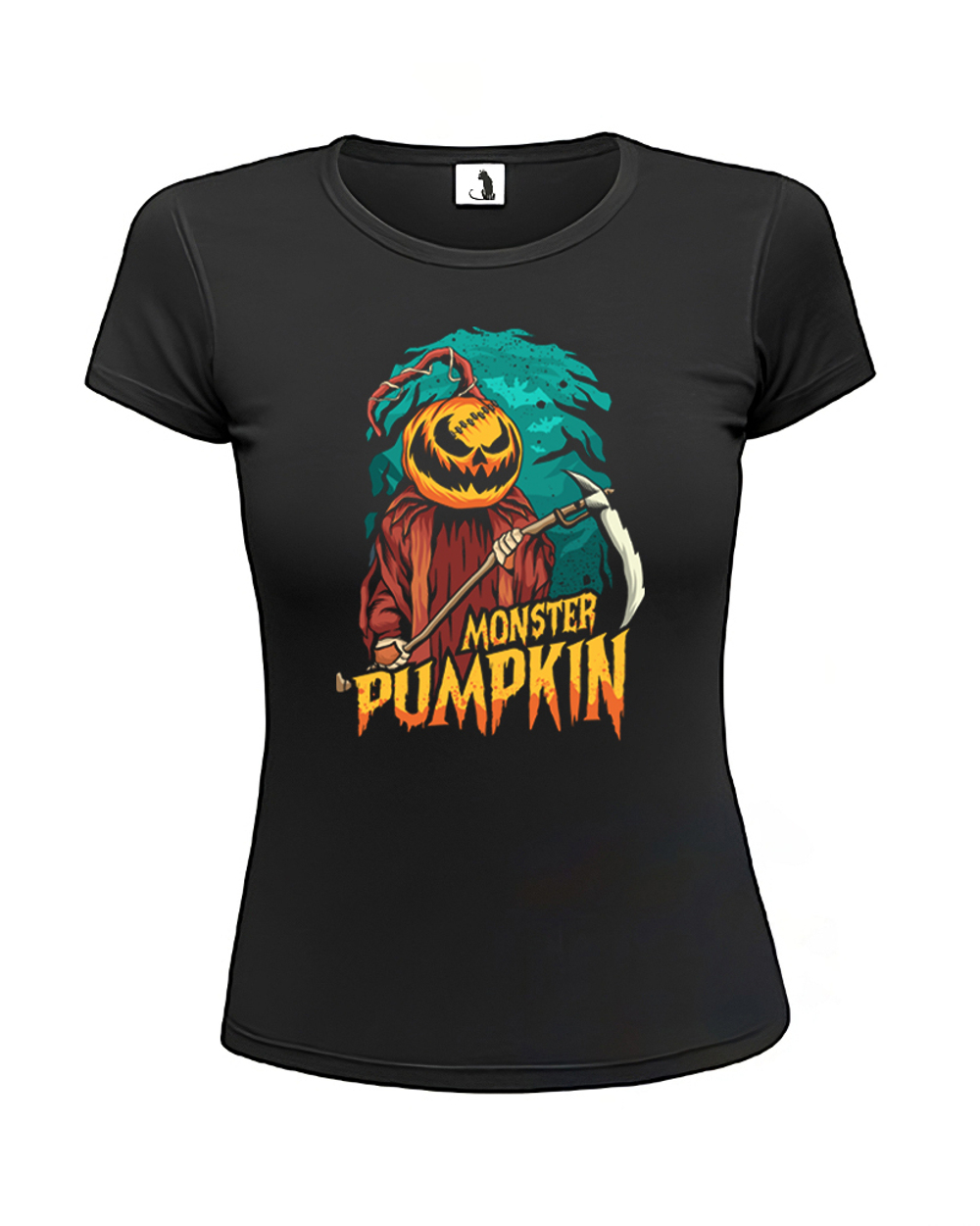 Футболка Monster Pumpkin женская приталенная черная