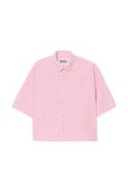 ZARA X BENITO ANTONIO РУБАШКА С ОТЛОЖНЫМ ВОРОТНИКОМ, РОЗОВЫЙ/БЕЛЫЙ
