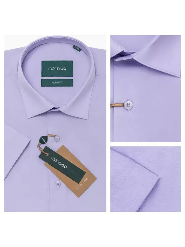 Рубашка приталенная SLIM FIT с коротким рукавом, лавандовая