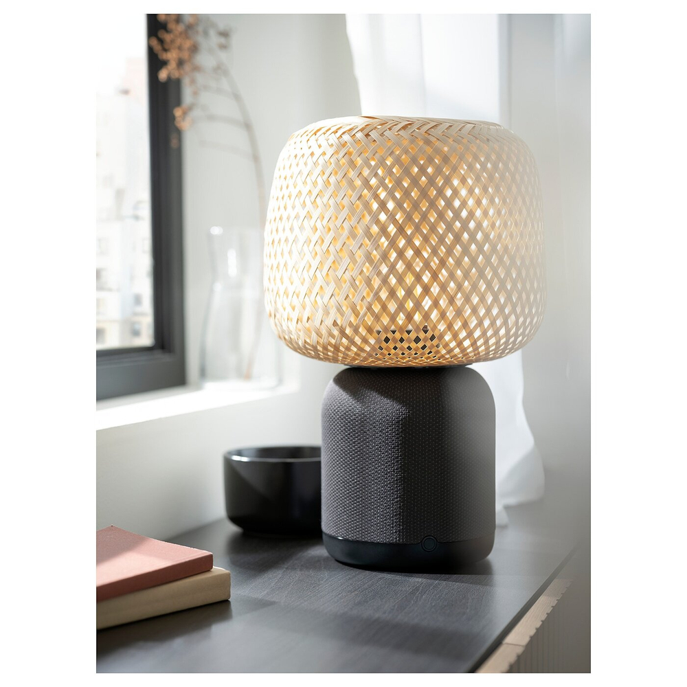IKEA SYMFONISK  (ИКЕА СЙМФОНИСК)  -  Лампа с Wi-Fi динамиком, абажур из бамбука