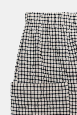 ZARA БРЮКИ В КЛЕТКУ С ЭЛАСТИЧНЫМ ПОЯСОМ, БЕЛЫЙ/ЧЕРНЫЙ