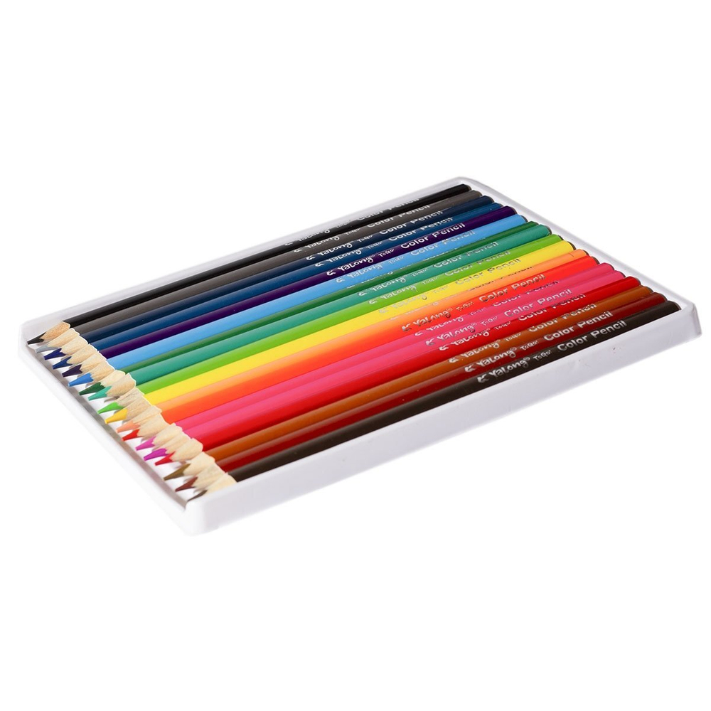 Карандаши цветные Yalong 18 цв., "Flover" деревянные, трехгранные, заточенные, грифель 3.0 мм, картон. уп., европодвес