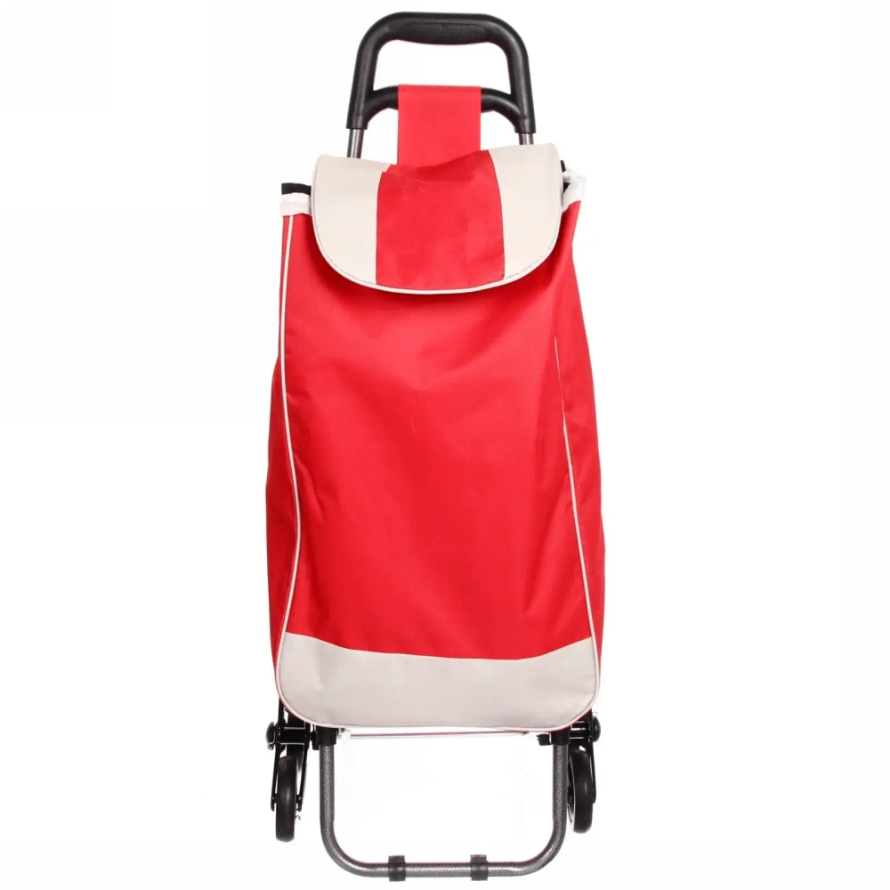 Тележка хозяйственная с сумкой и откидным стулом (90,5*34*56см, 6 колес) цветная 008A