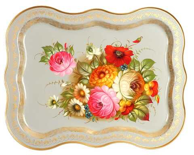 Жостовский поднос декоративный, размер 51х40 см (A25), металлический