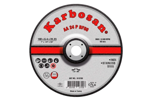 Диск шлифовальный по нержавеющей стали Karbosan 180х6,4х22 INOX
