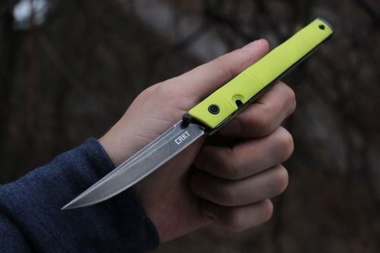 Складной нож CRKT 7096YGK CEO Bamboo c клинком из стали 8Cr13MoV, рукоять GRN / Stainless Steel