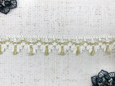 Тесьма отделочная с люрексом, ш. 3 см, молочный с золотом