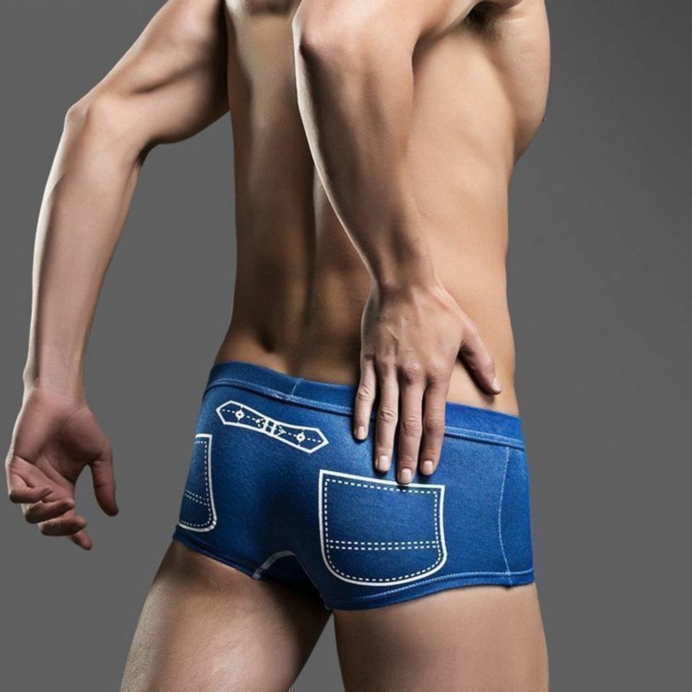 Мужские трусы боксеры под джинсу синие Superbody Blue