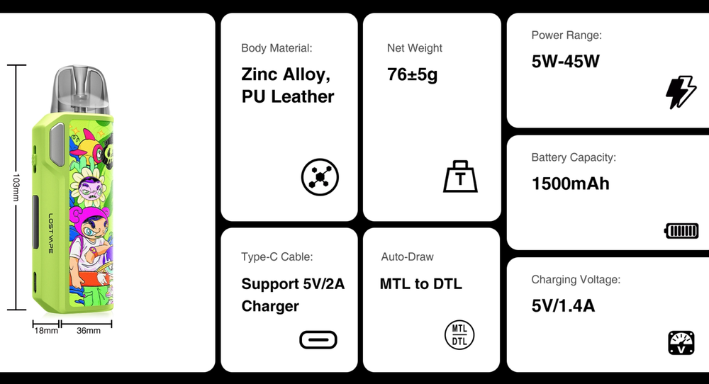 Lost vape Thelema Elite DM45 Pod 1500mAh