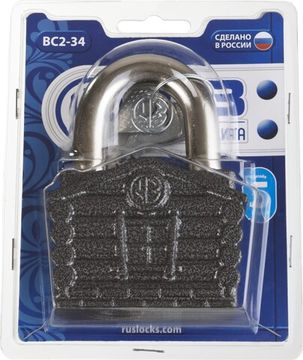 ВС2-34, 76.5 x 34 х 104 мм, дисковый механизм секрета, навесной замок (37220-34)