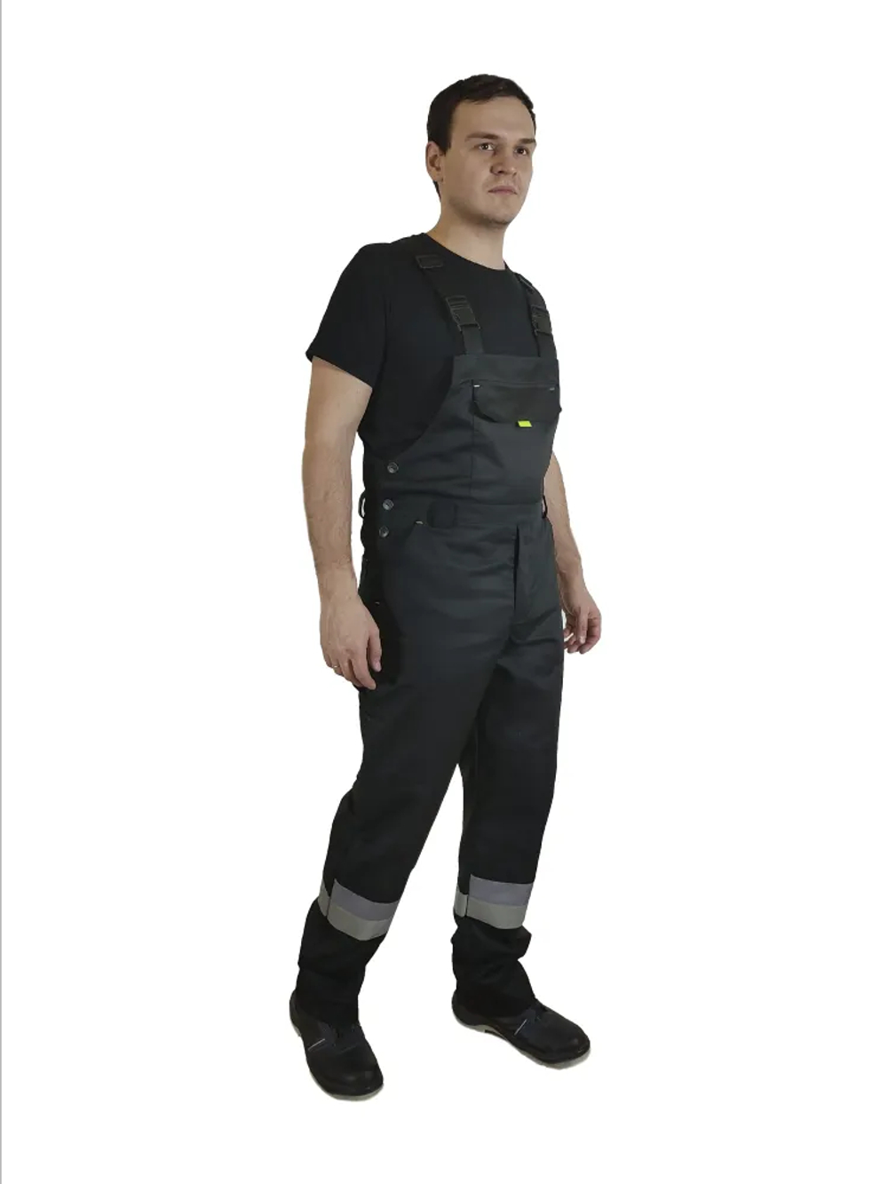 Костюм мужской летний «ЮЖНАЯ ШИРОТА» (куртка+полукомбинезон) цв.черный/серый