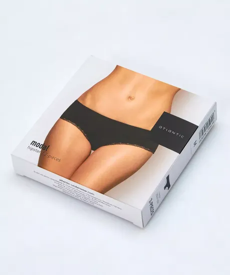 Трусы (2шт) женские хипстер Atlantic 2BLP-056, черный