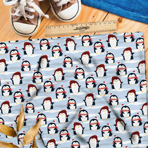Ткань оксфорд 210 маленькие пингвины