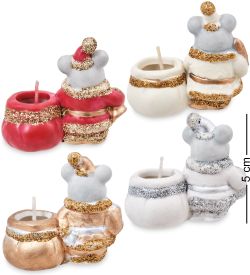 F-T1465-7 Подсвечники «Мышка» микро ассорт 4 шт