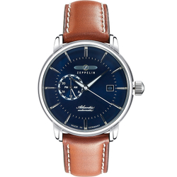 ZEPPELIN Automatic Mechanical Movement Men"s Watches Watch 40 Blue Dial Stainless Steel Case Cow Leather Strap