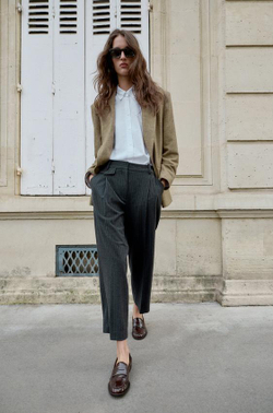 ZARA ПРЯМЫЕ БРЮКИ С ЗАЩИПАМИ, В ПОЛОСКУ