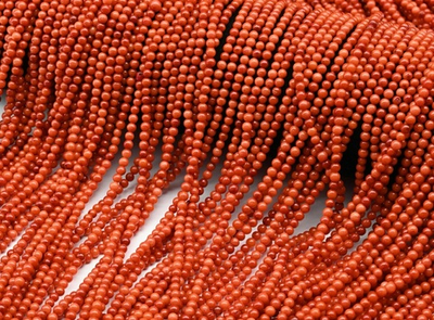 38152 Коралл красно-оражевый микс шар гладкий 3мм, 38 см