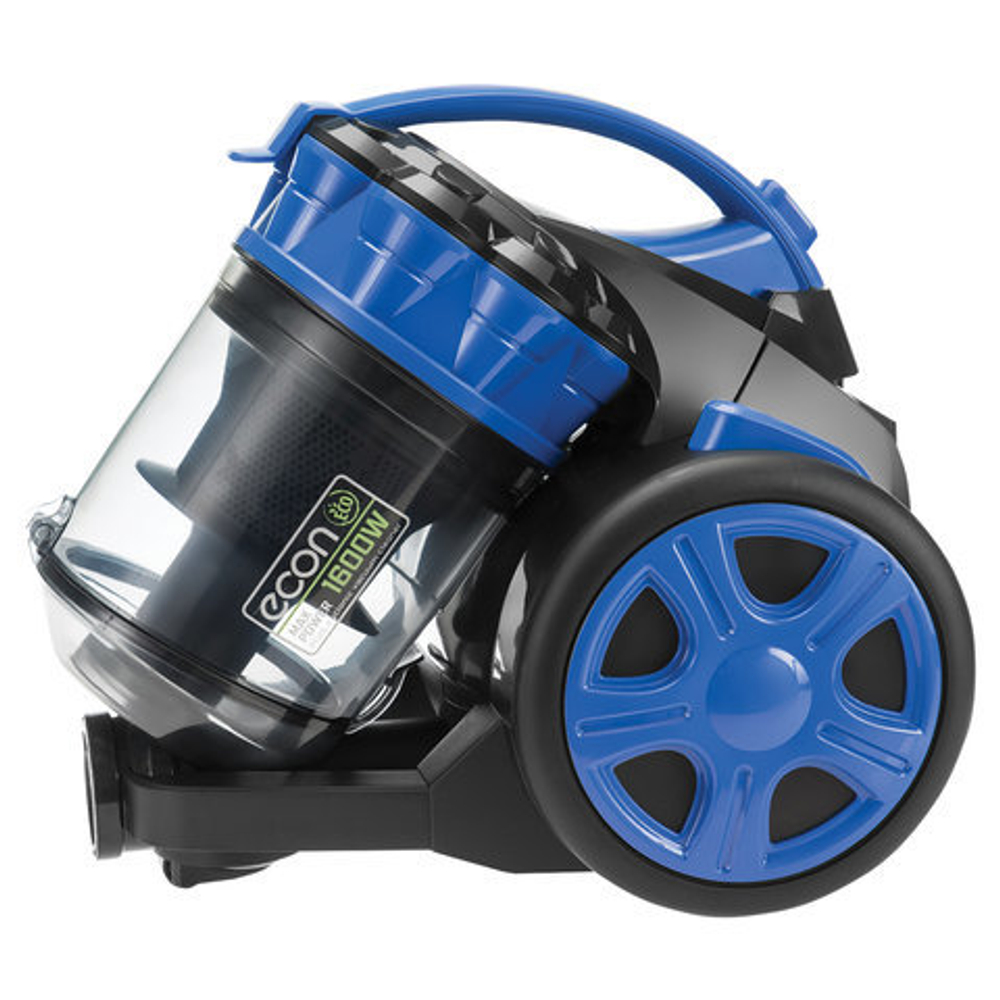 Пылесос ECON ECO-1657VC, с контейнером "циклон", 1600 Вт, мощность всасывания 340 Вт, черный/синий