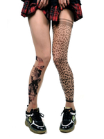 Колготки с леопардовым принтом с одной стороны и девушкой с другой (Размер: S-M-L) (Цвет: бежевый)