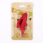 Свеча для торта цифра "Овал" "4", красная, 5,5 см