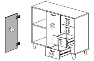 Комод КАТРИН-12 дуб крафт золотой / графит серый