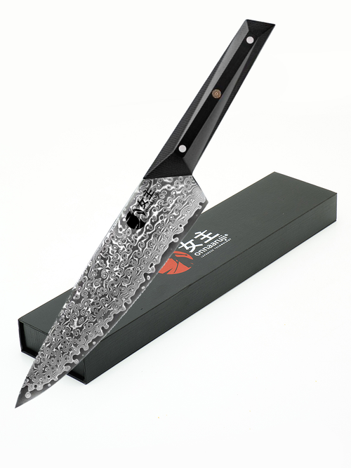 Кухонный шеф-нож Onnaaruji Валькирия Damascus. Длина лезвия 21см. Профессиональный