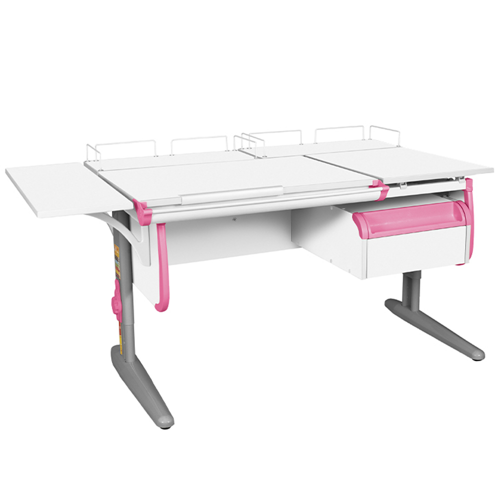 Растущая парта с навесной тумбой, задними и боковой полками Дэми СУТ 25-05-Б1 (1500×880 мм)