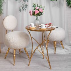 Банкетка Конте Золото Букле Белый