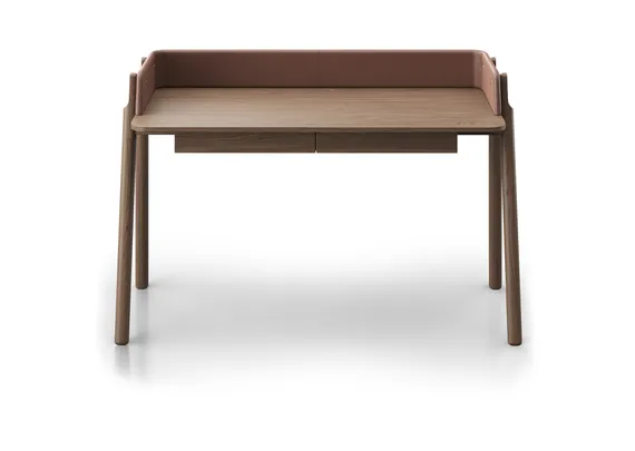 Стол письменный Basic 140*60 см (натуральный дуб, кирпичный экокожа)