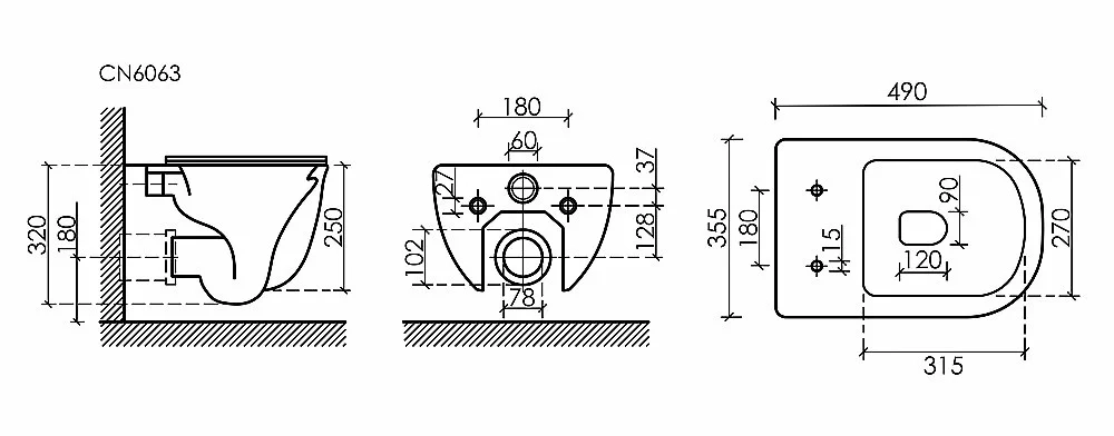 Унитаз подвесной Ceramica Nova Modena CN6063MDH безободковый, с крышкой микролифт, антрацит темный матовый
