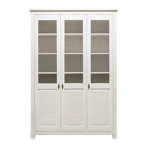 Стеллаж для книг с дверями 30 Рауна (белый воск), 142x210x32 см