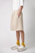 Шорты Choompu Барашек удлиненные с защипами бежевые