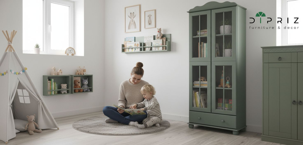 Шкаф витрина, 77х32х186, Бритта, буфет, стеклянный, сервант, деревянный, 2 двери, эвкалипт, Dipriz