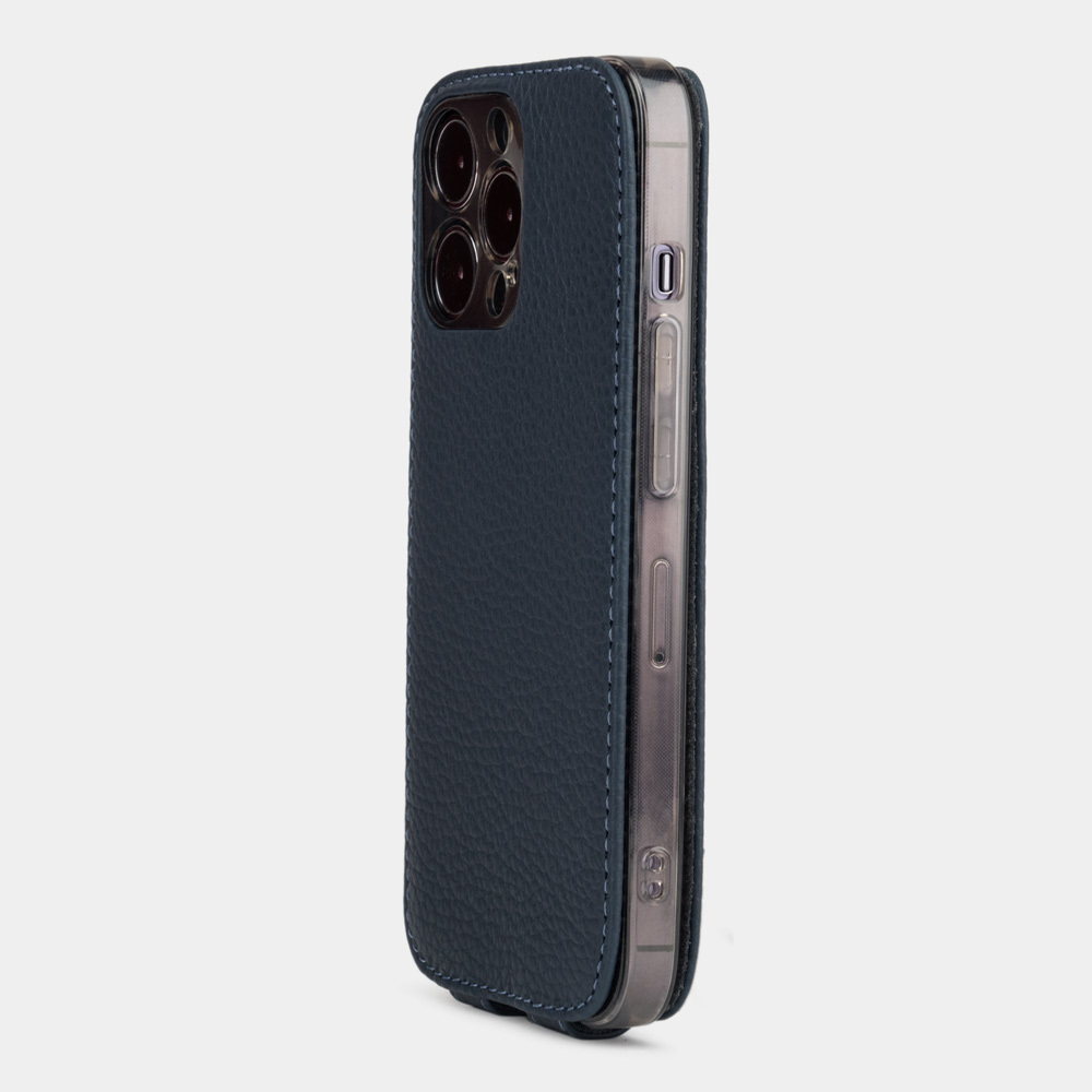 Чехол для iPhone 15 Pro из кожи теленка, синего цвета