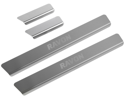 Накладки на пороги Rival для Ravon R4 2016-н.в., нерж. сталь, с надписью, 4 шт., NP.1303.3