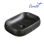 Раковина CR0086 MMB1 накладная, мрамор матовый черный, прямоугольная 565х400х145 Ceruttispa