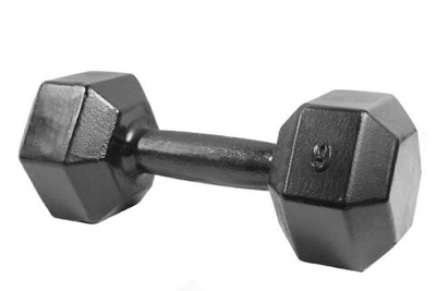 Гантель гексагональная литая черная, 9 кг