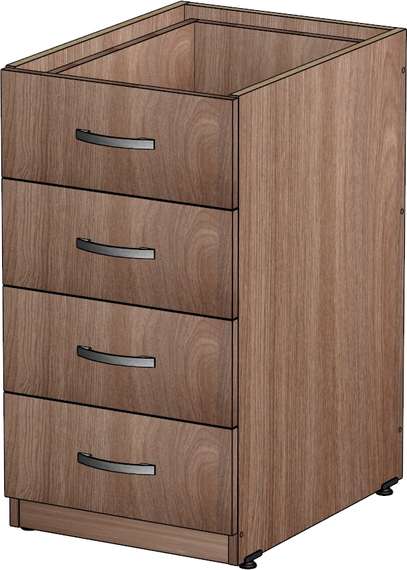 Корпус тумбы приставной 4 ящика Стандарт-Pro ясень шимо темный