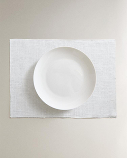 ZARA HOME ПОДСТАВКА ПОД СТОЛОВЫЕ ПРИБОРЫ ИЗО ЛЬНА, БЕЛЫЙ