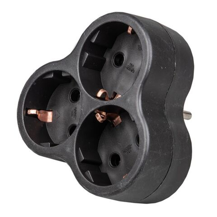 S-GES3-16F BLACK Разветвитель сетевой. с-з. 3 гнезда. 16А. 3500Вт. Черный. ТМ Uniel