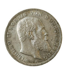 Монета 3 марки Германская Империя, Вюртемберг 1912 год