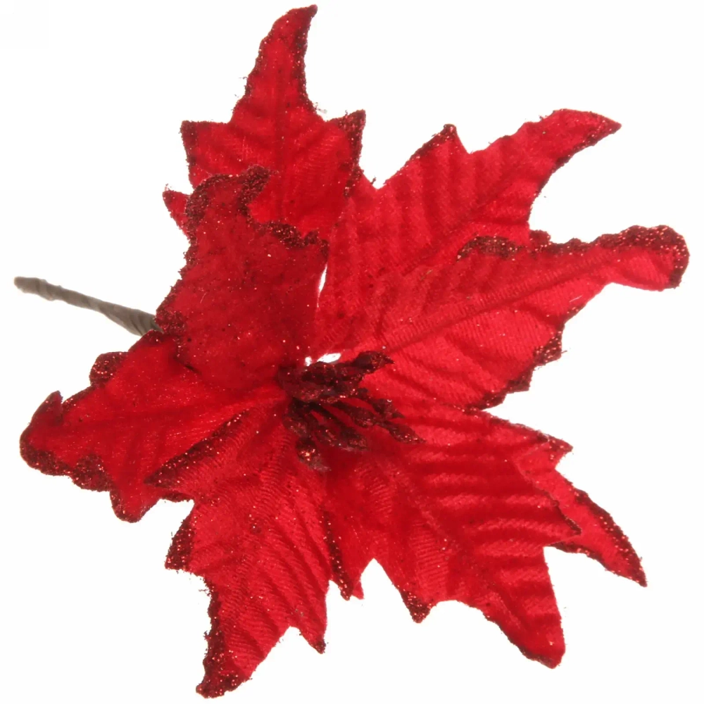 Украшение новогоднее «Пуансеттия-Метелица» 15 см, Красный