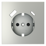 Накладка для розетки с заземлением и защитными шторками, с USB A+C, S70 (сталь)