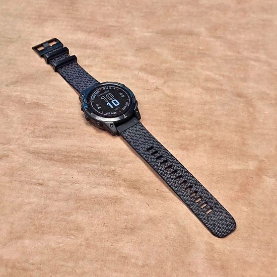 Ремешок 22 мм для Garmin нейлоновый жакардовое плетение, стальные тренчики (Серо-черный)