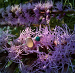 Кольцо СПУТНИК, серебро/опал/бирюза