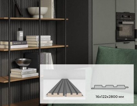 Реечная стеновая панель (планка 1925), Бархат зеленый